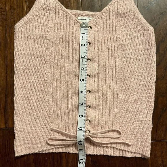 American Eagle Light Pink Knit Lace Up Corset Top - Picture 6 of 8